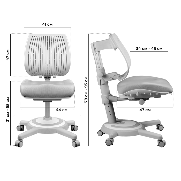 Характеристики Кресло Kinderzen Ergoback серый (выставочный образец)